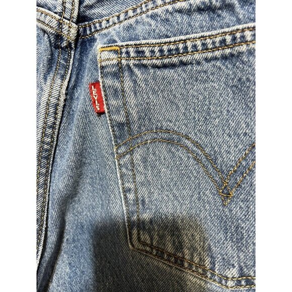 Levi's Mom Wedgie Straight Distressed Frayed Raw Hem Button Fly Jeans Sz 27 - Picture 9 of 16